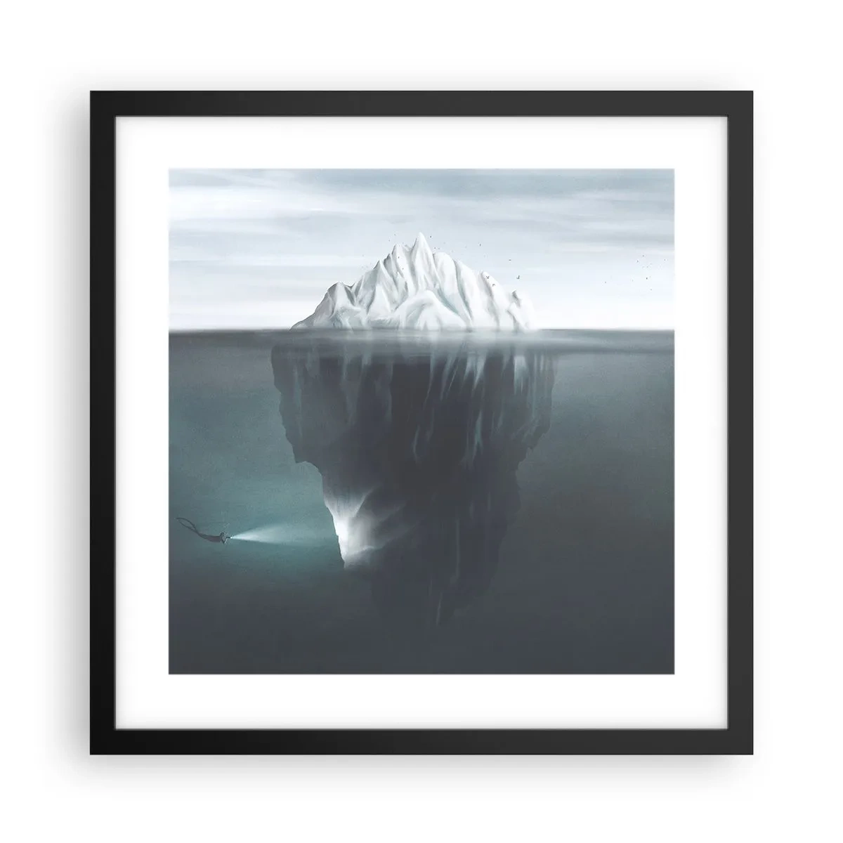 Poster in een zwarte lijst - Onderwater mysterie - 40x40 cm