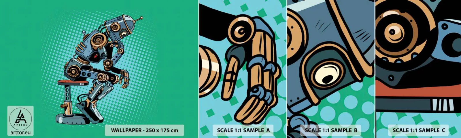 Fotobehang Monster Zelfklevend Deluxe Sticker - Boven de essentie van het zijn - Abstractie, Intelligente robot, Voor kinderen - 100x30 cm