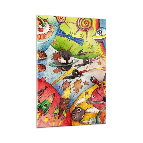 Schilderen op glas - Geweldig ruimteavontuur - 80x120 cm