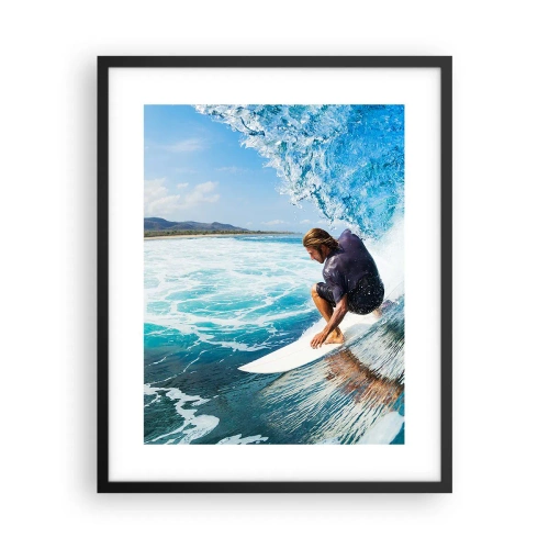 Poster in een zwarte lijst - Dansend met de golven - 40x50 cm