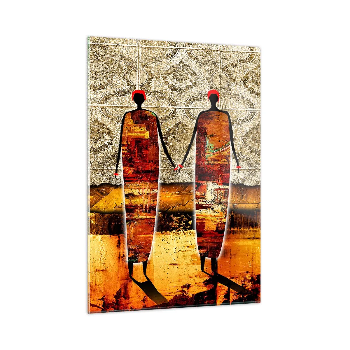 Schilderen op glas - Etnische compositie in de kleuren van Afrika - 50x70 cm