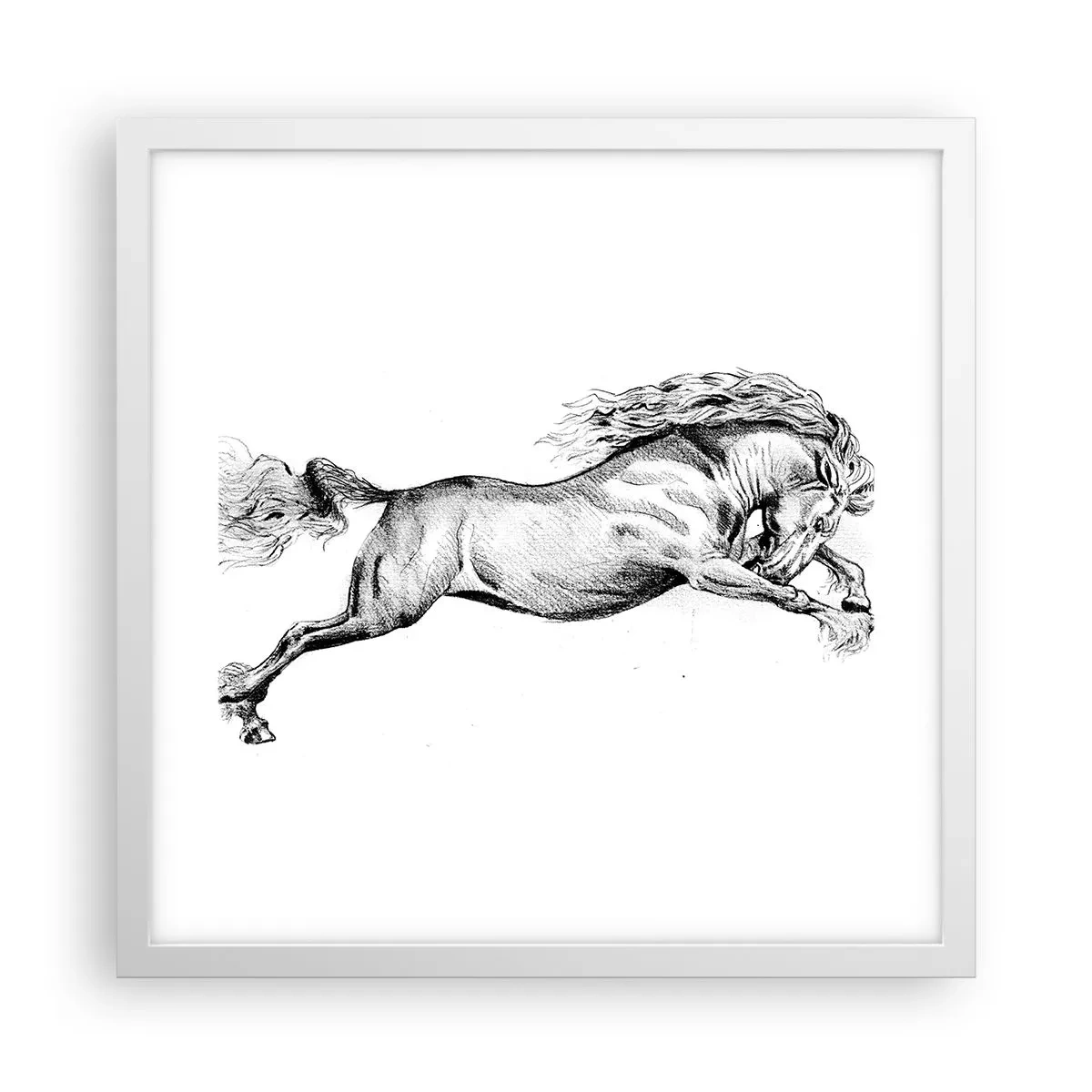 Poster in een witte lijst - Vastgehouden in galop - 40x40 cm