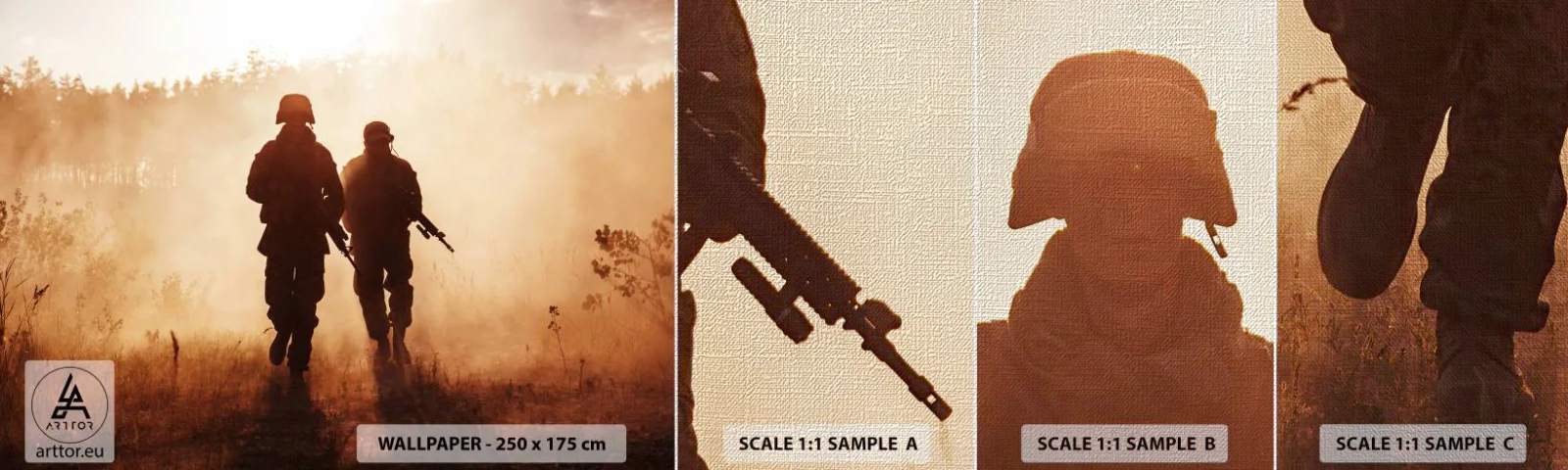 Fotobehang Monster Premium Canvas - Plicht - Soldaat, Geweer, Leger - 100x30 cm