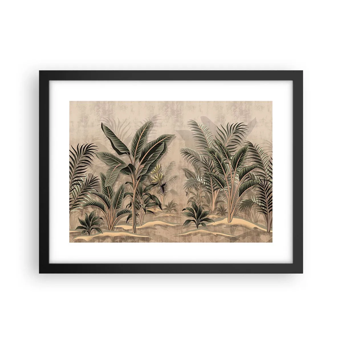 Poster in een zwarte lijst - Een gravure in koloniale stijl - 40x30 cm