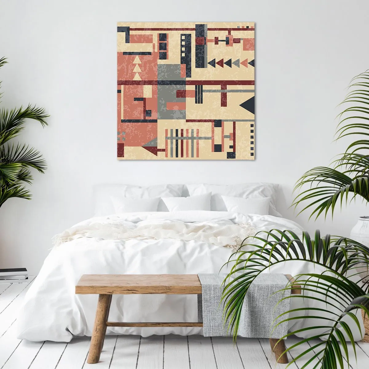 Schilderen op canvas - Een combinatie van verticalen en horizontalen - 70x70 cm