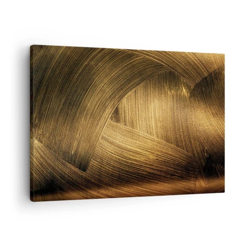 Schilderen op canvas - Gouden abstracte penseelstreken - 70x50cm - In een gouden doolhof - Moderne wanddecoratie voor woonkamer en slaapkamer ARTTOR