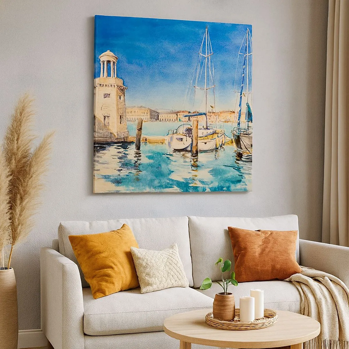 Schilderen op canvas - Zonnige lagune - 30x30 cm