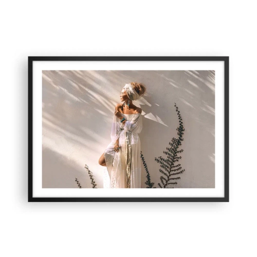 Poster in een zwarte lijst - De zon en het meisje - 70x50 cm