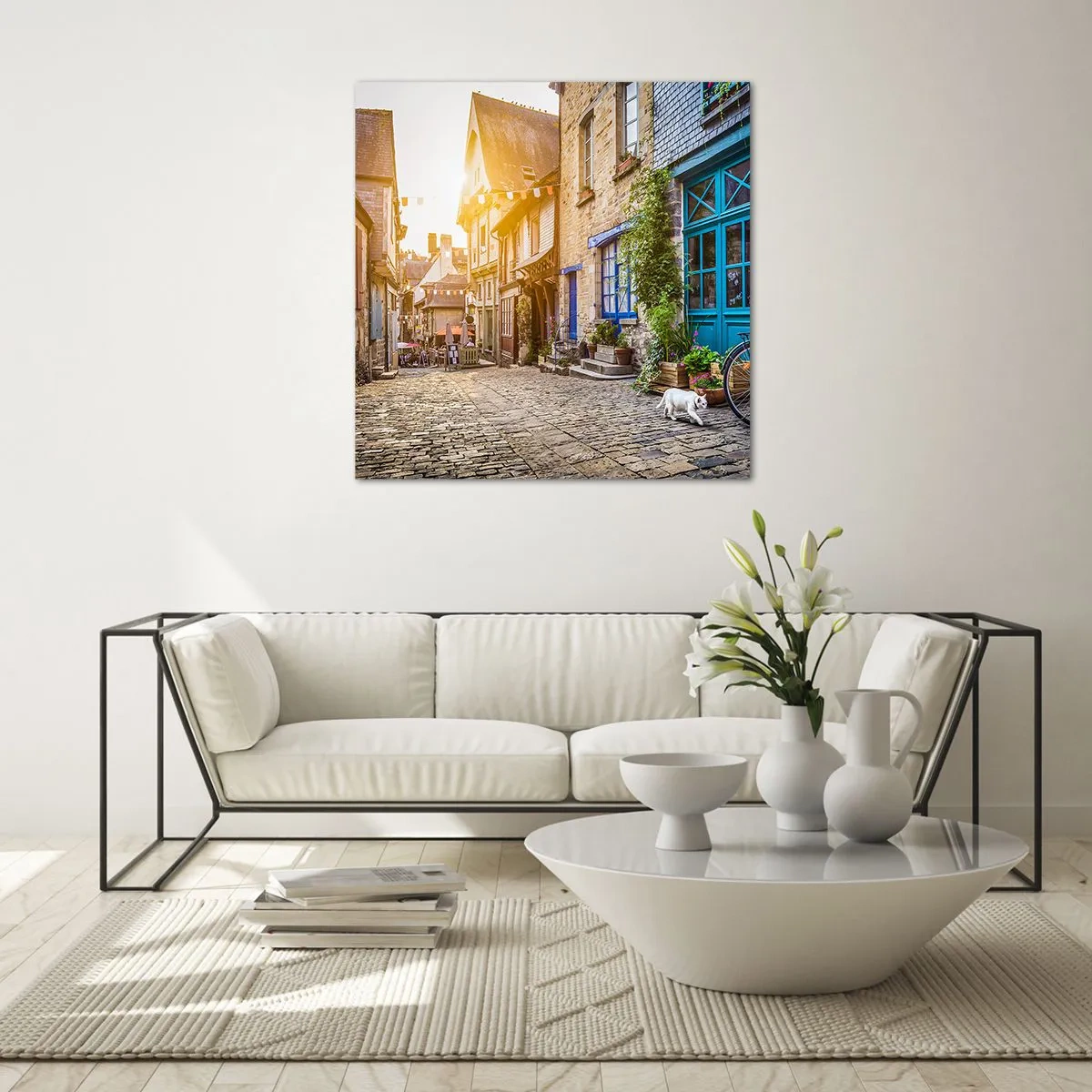 Schilderen op glas - De witte geest van het stadje - 30x30 cm