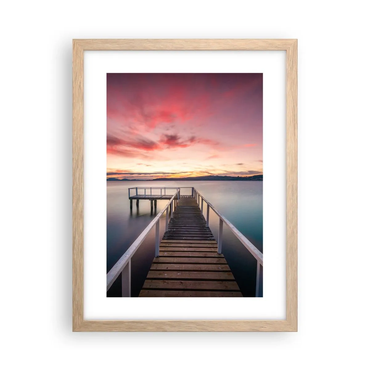 Een poster in een licht eiken lijst - De zachte vlam van de avond - 30x40 cm