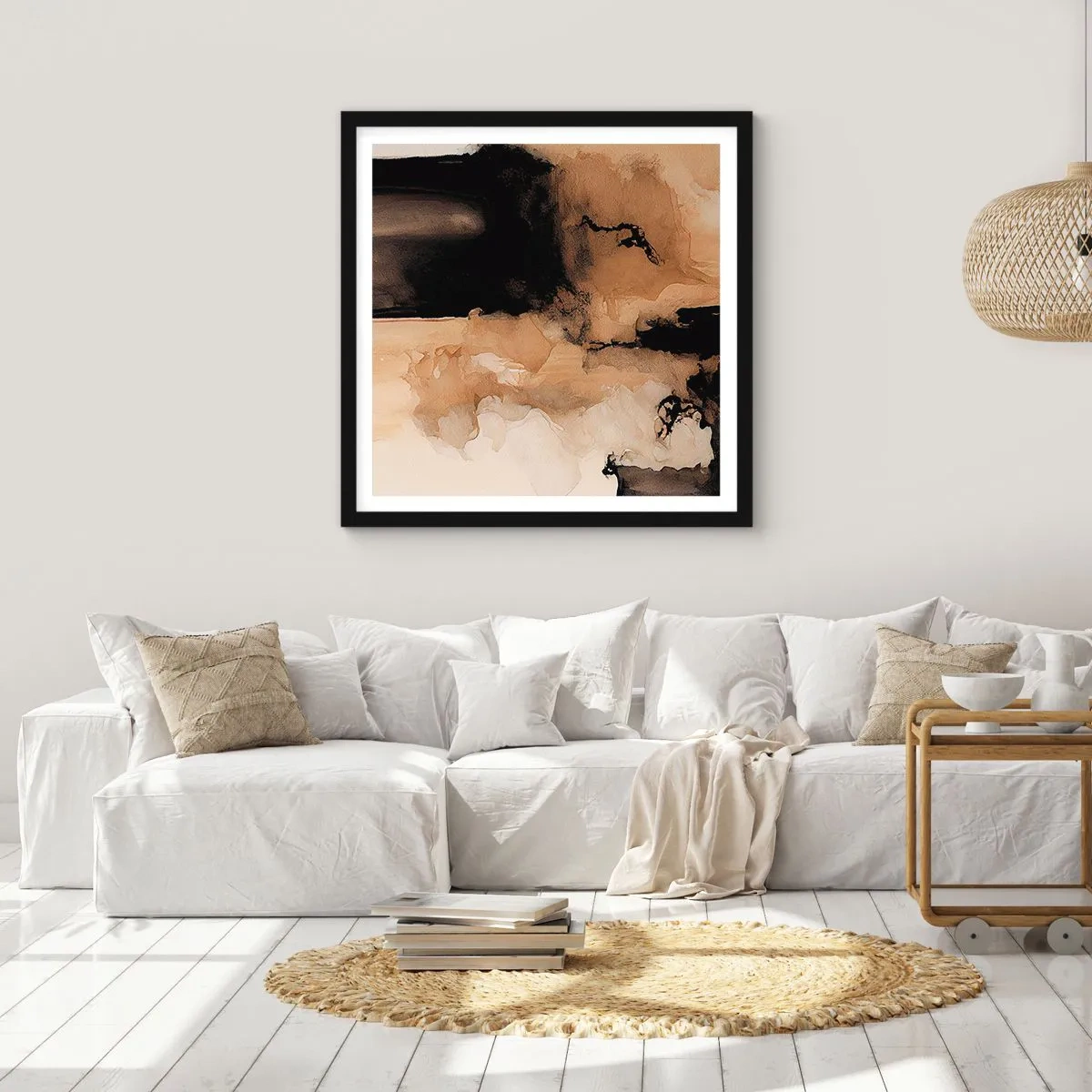 Poster in een zwarte lijst - Intrigerende abstractie - 40x40 cm