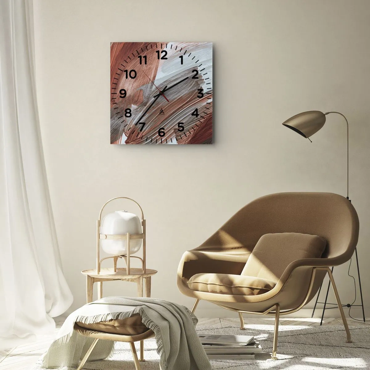 Wandklok - Klok - Herfst en winderige abstractie - 40x40 cm
