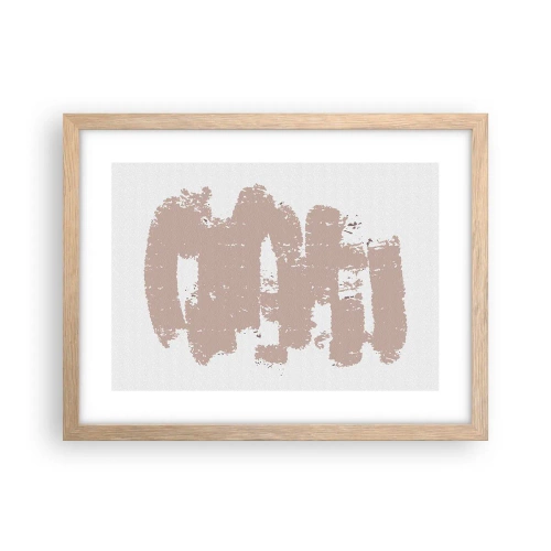 Een poster in een licht eiken lijst - Abstractie in zachtroze - 40x30 cm