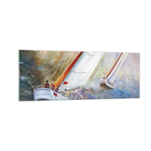 Schilderen op glas - Lopend op de golven - 140x50 cm