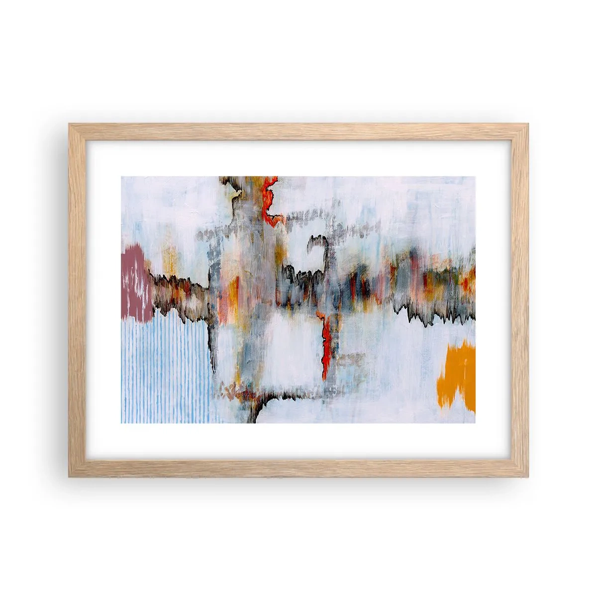 Een poster in een licht eiken lijst - Een stok op het water - 40x30 cm