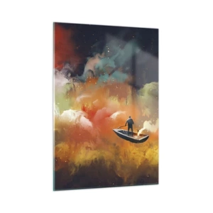 Schilderen op glas - Met de boot door de sterrenstelsel - 50x70 cm