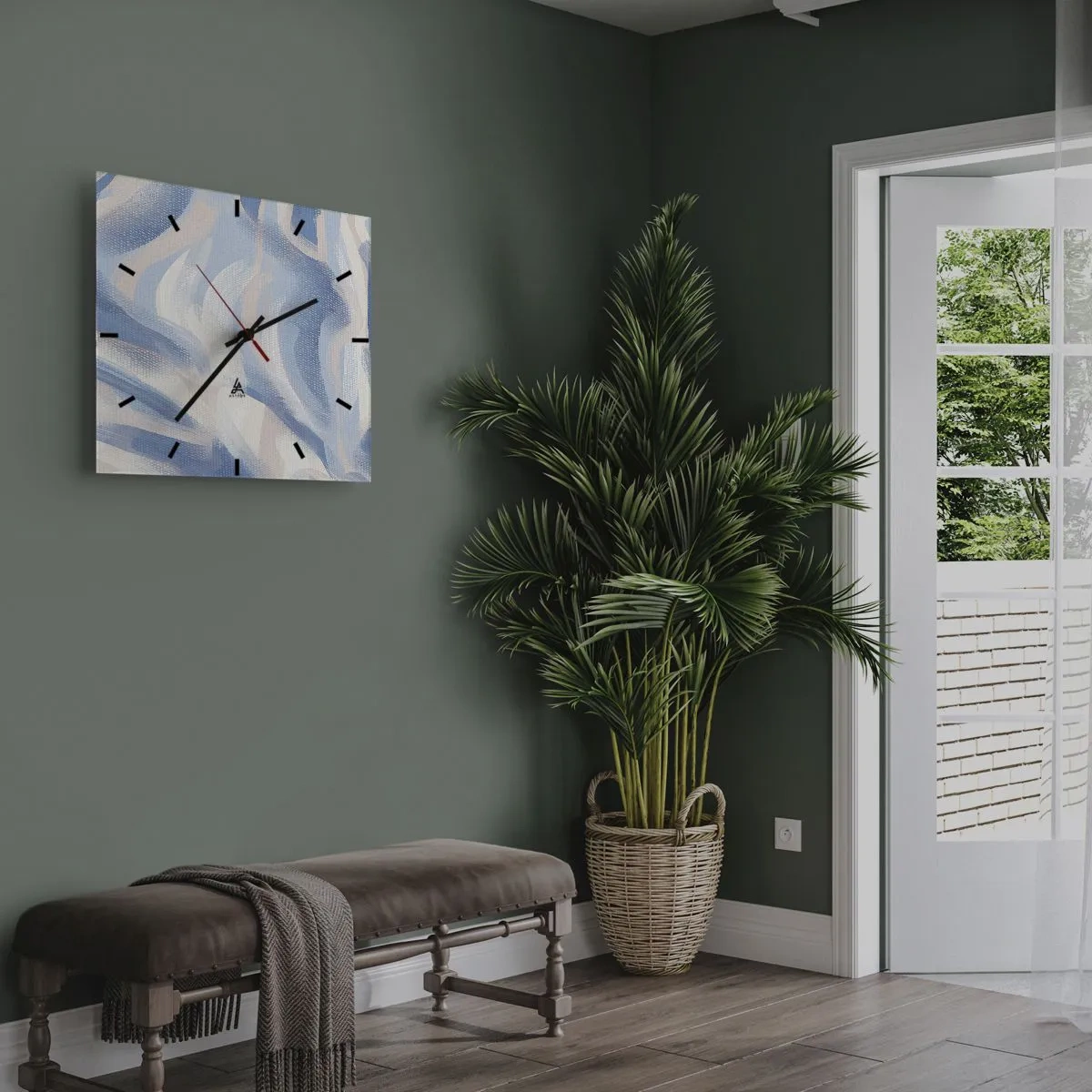 Wandklok - Klok - Blauwe golven - 30x30 cm