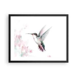 Poster in een zwarte lijst - Vastgehouden tijdens fladderen - 50x40 cm