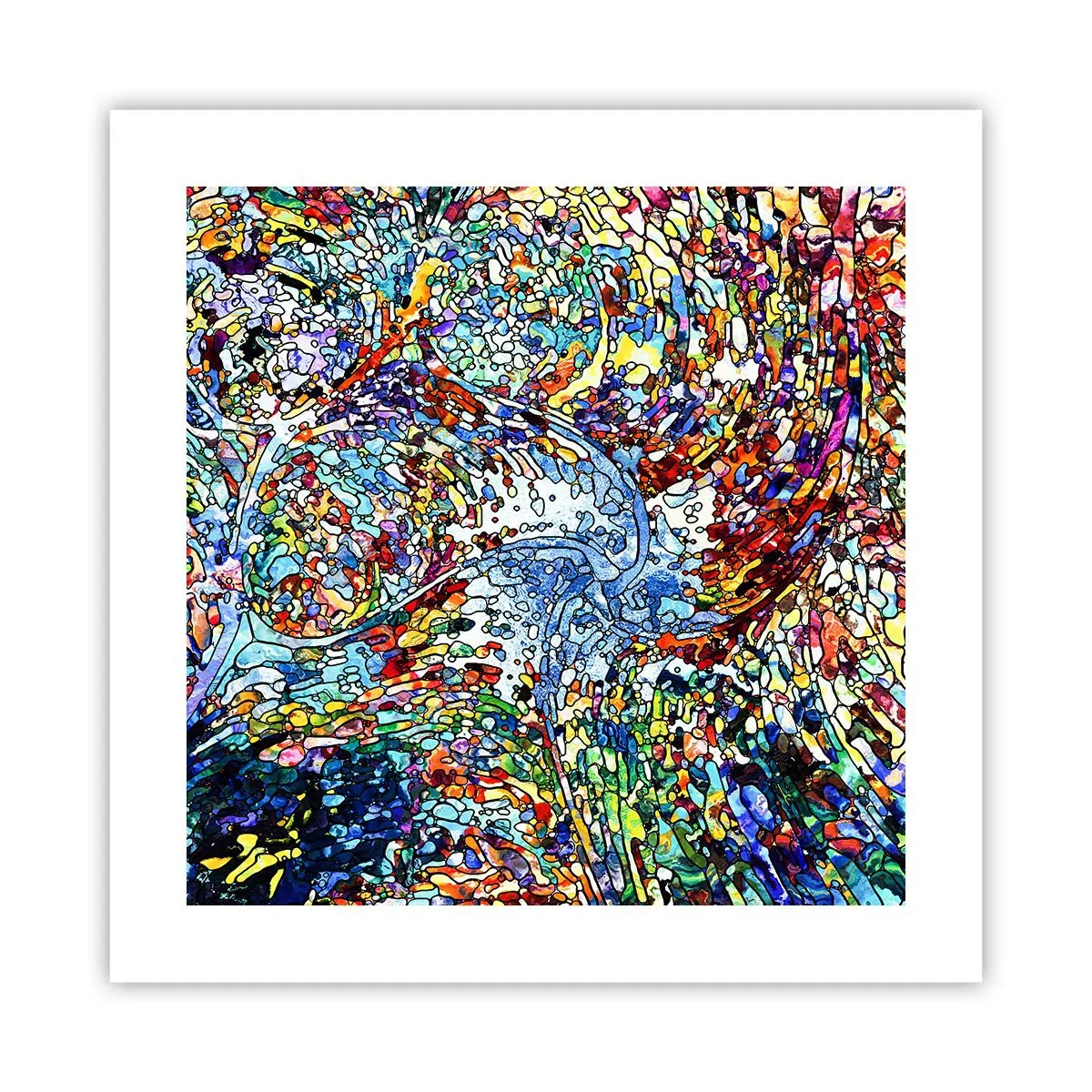 Poster - Glas in lood druppel - 40x40 cm