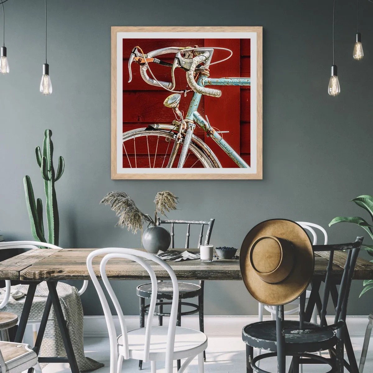 Een poster in een licht eiken lijst - Gecreëerd om te winnen - 50x50 cm