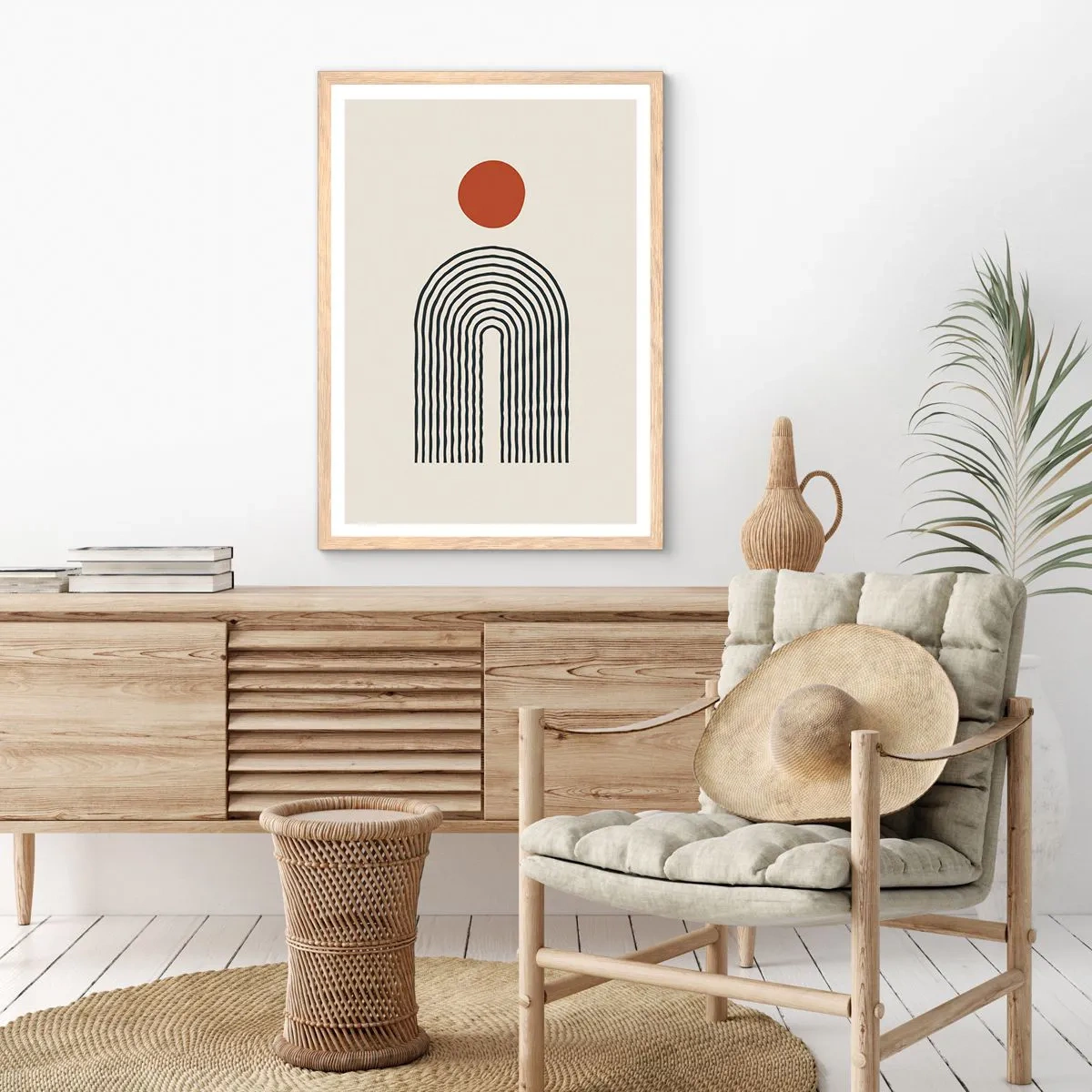 Een poster in een licht eiken lijst - Magnetisme van vormen en kleuren - 70x100 cm