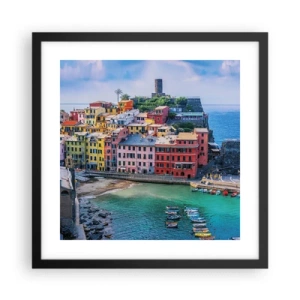 Poster in een zwarte lijst - Mediterrane magische stad - 40x40 cm