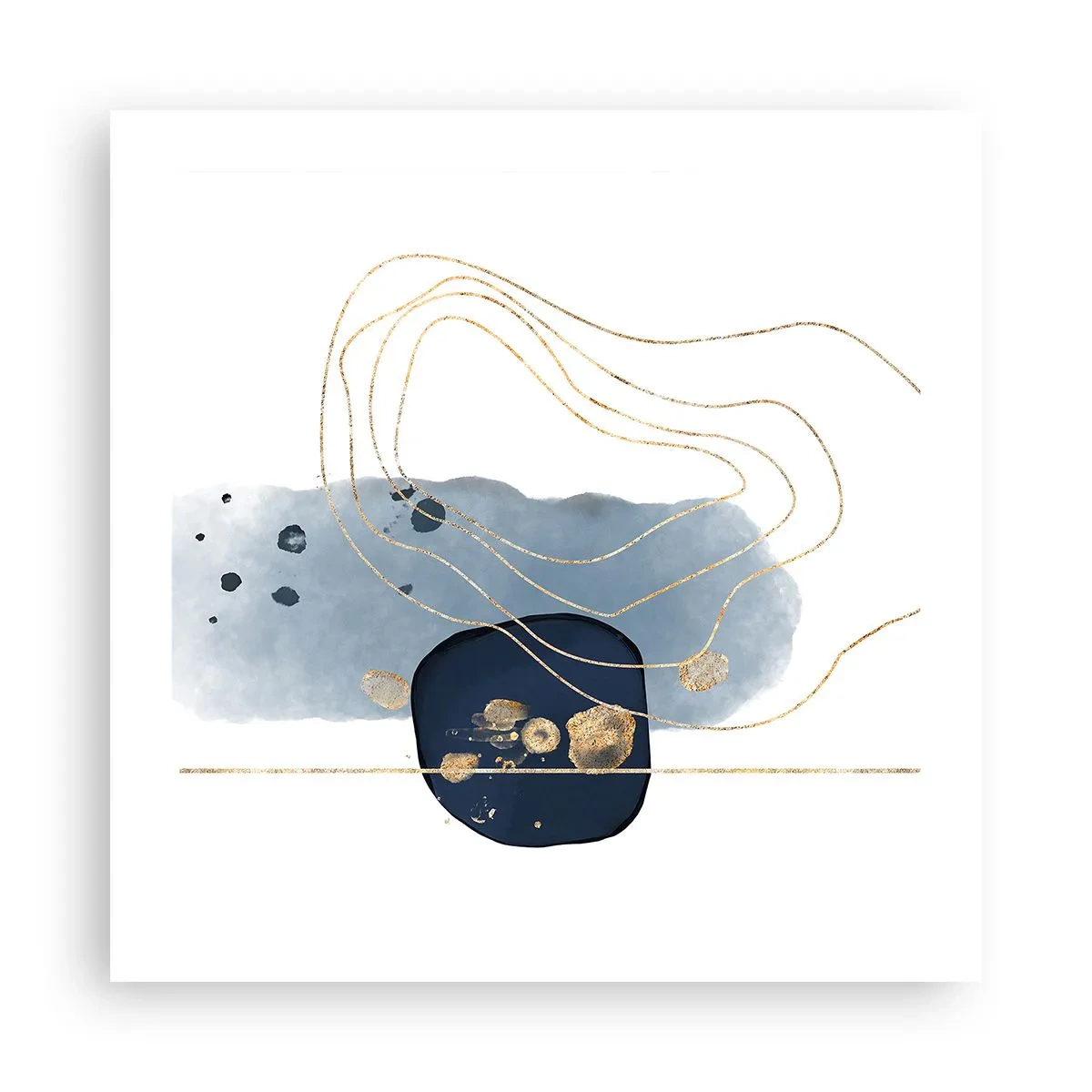 Poster - Blauw en goud fantasie - 50x50 cm