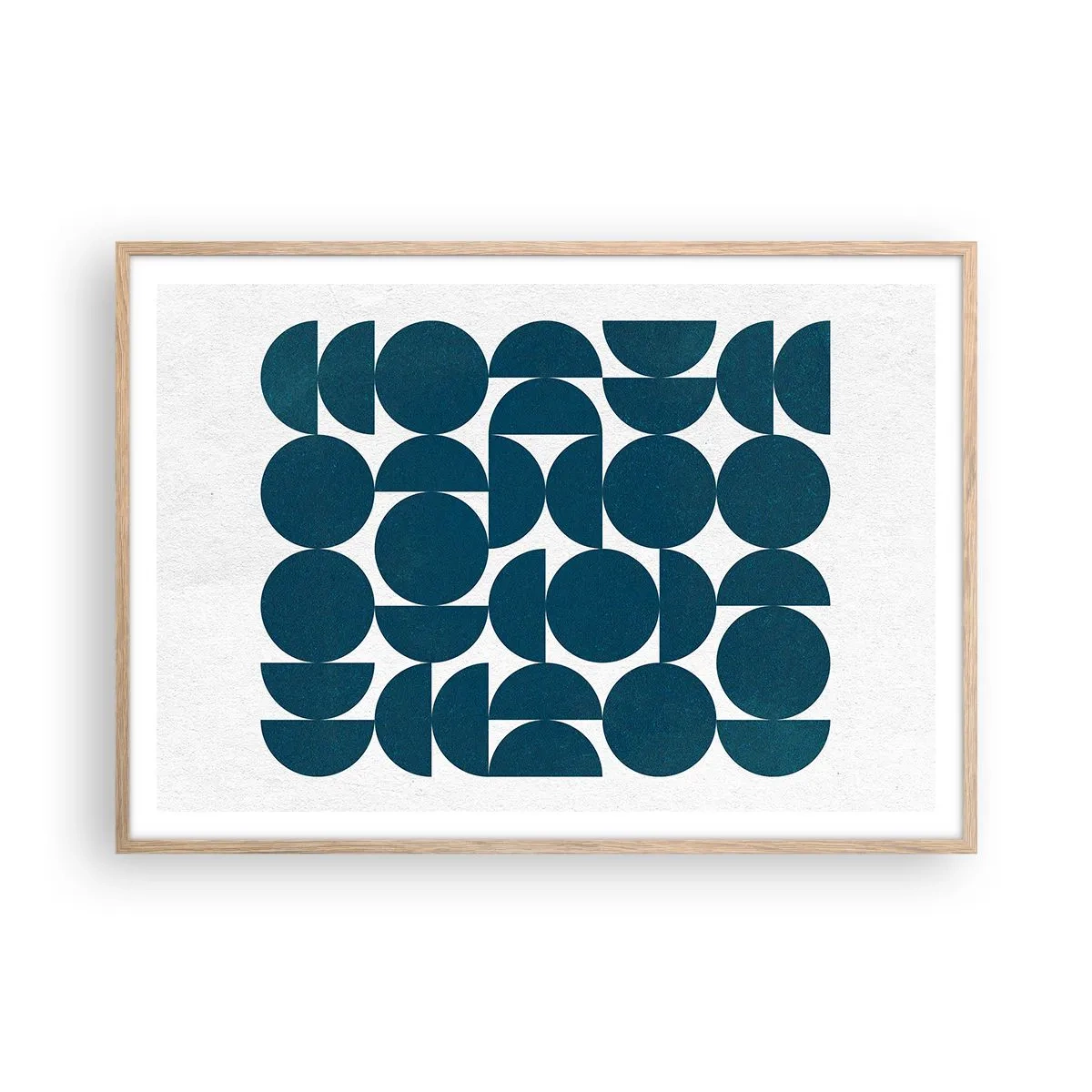 Een poster in een licht eiken lijst - Cirkels en halfcirkels - 100x70 cm