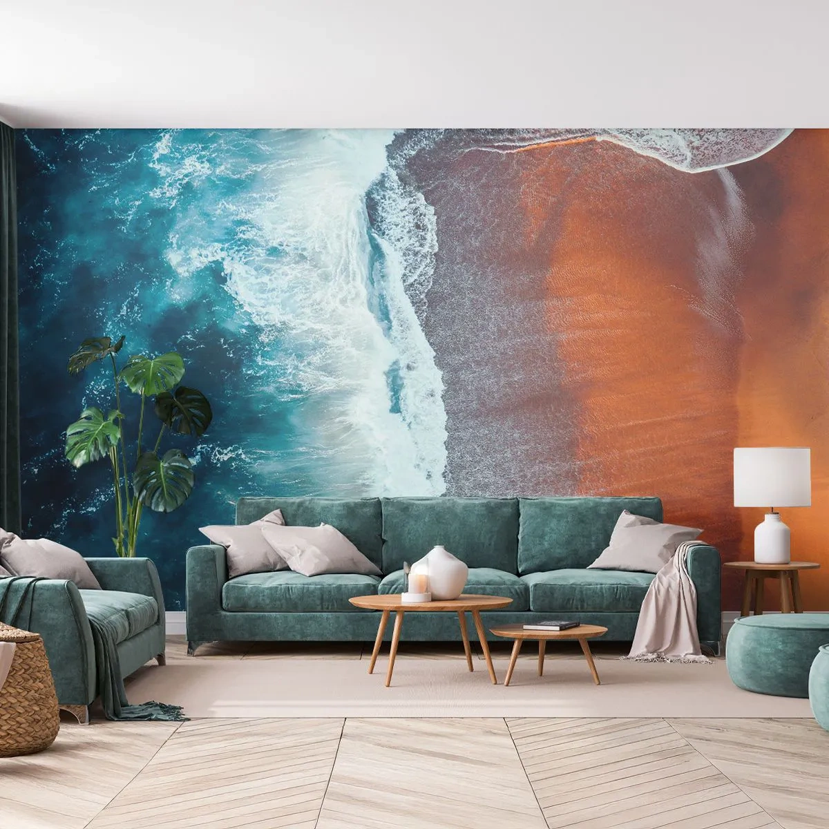 Fotobehang Premium Canvas - Aanraking van de oceaan - Strand, Zee, Water - 400x280 cm