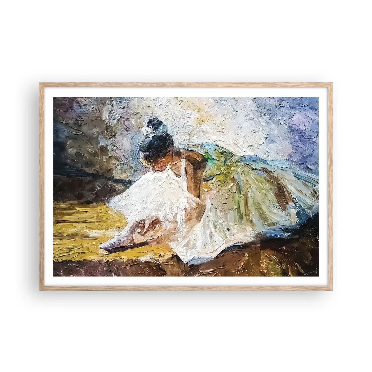 Een poster in een licht eiken lijst - Naar een schilderij van Degas - 100x70 cm