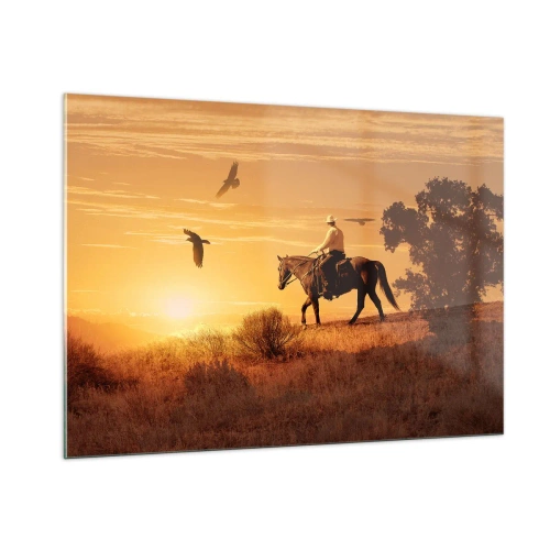 Schilderen op glas - Alleen over de prairie - 100x70 cm