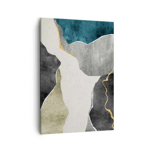 Schilderen op canvas - Mozaïekcompositie met gouddraad - 50x70 cm