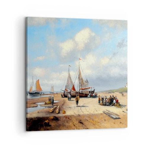 Schilderen op canvas - Na een geslaagde vangst - 60x60 cm