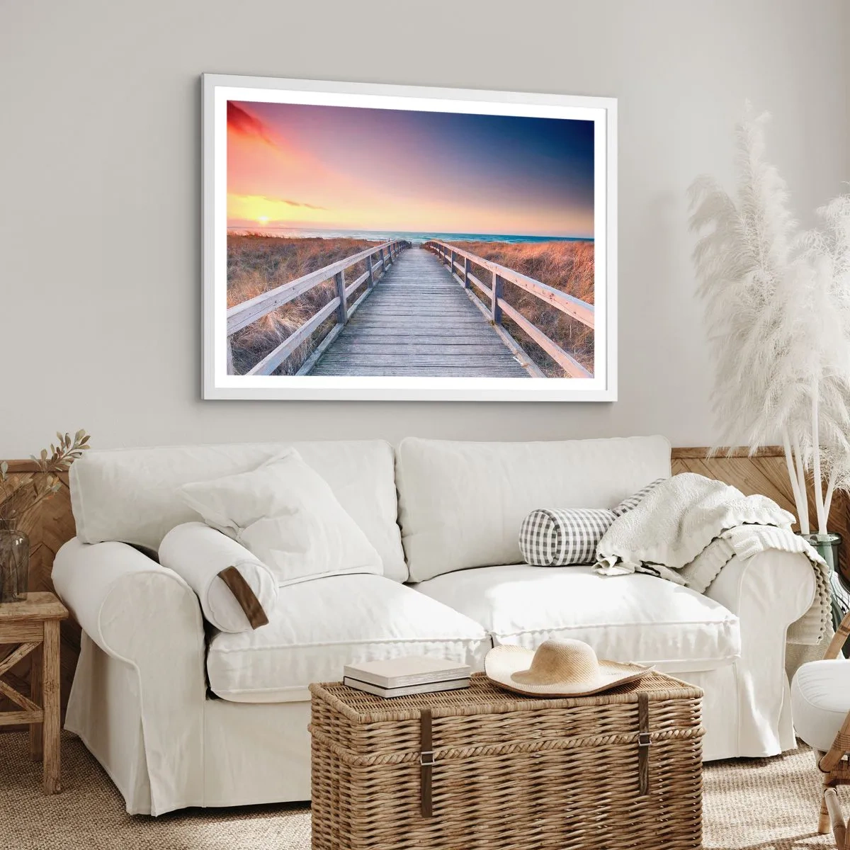 Poster in een witte lijst - Baltische avond aurora - 40x30 cm
