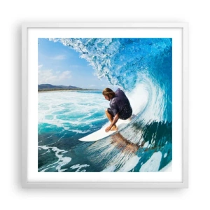 Poster in een witte lijst - Dansend met de golven - 50x50 cm
