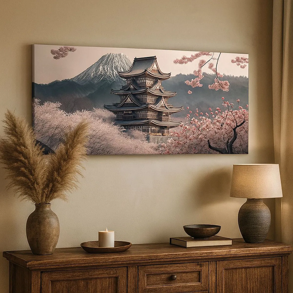 Schilderen op canvas - Het land van de kersenbloesem - 100x40 cm