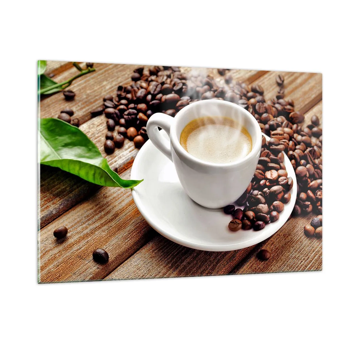 Schilderen op glas - Koffie op de bank - 120x80 cm