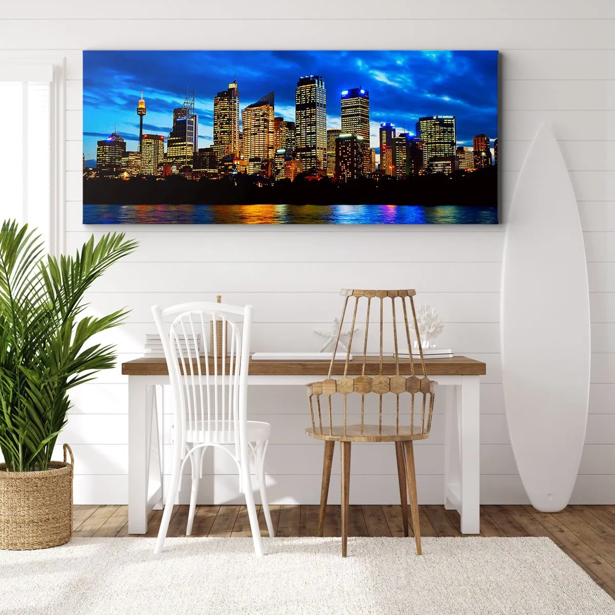 Schilderen op canvas - Een nacht van licht en kleuren - 140x50 cm