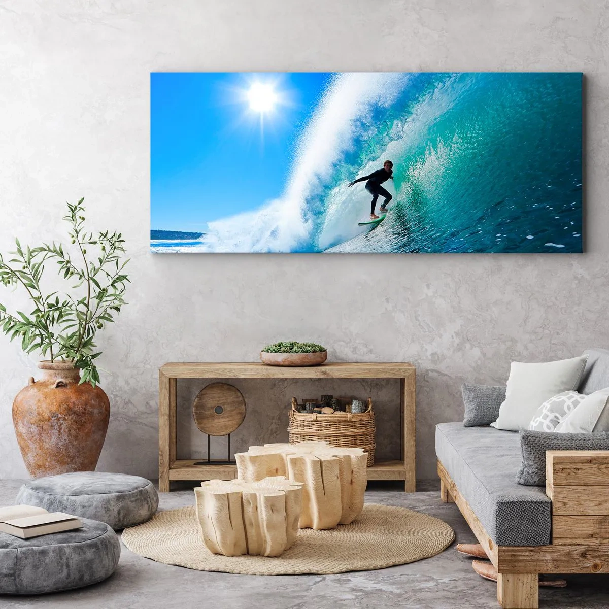 Schilderen op canvas - Door het grote blauw - 160x50 cm
