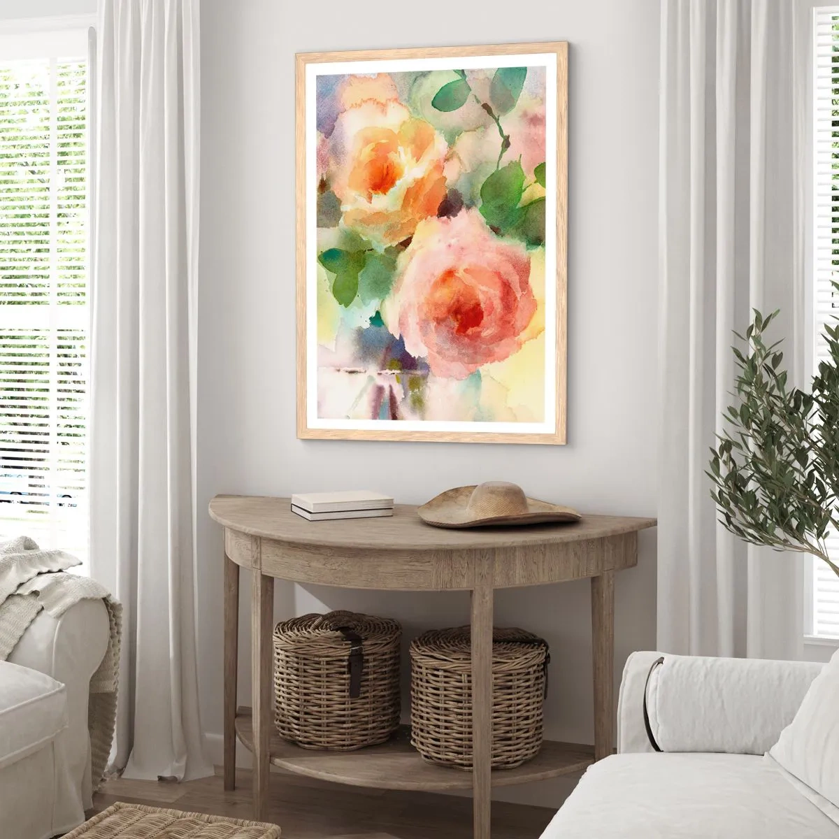 Een poster in een licht eiken lijst - Delicaat als aquarel - 40x50 cm