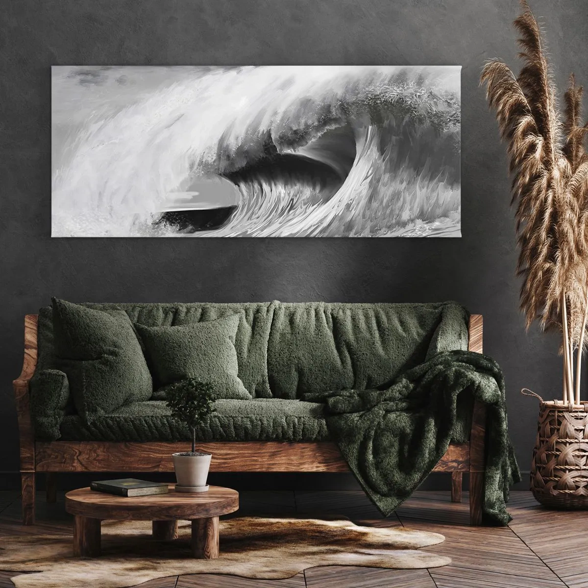 Schilderen op canvas - De woede van de oceaan - 100x40 cm