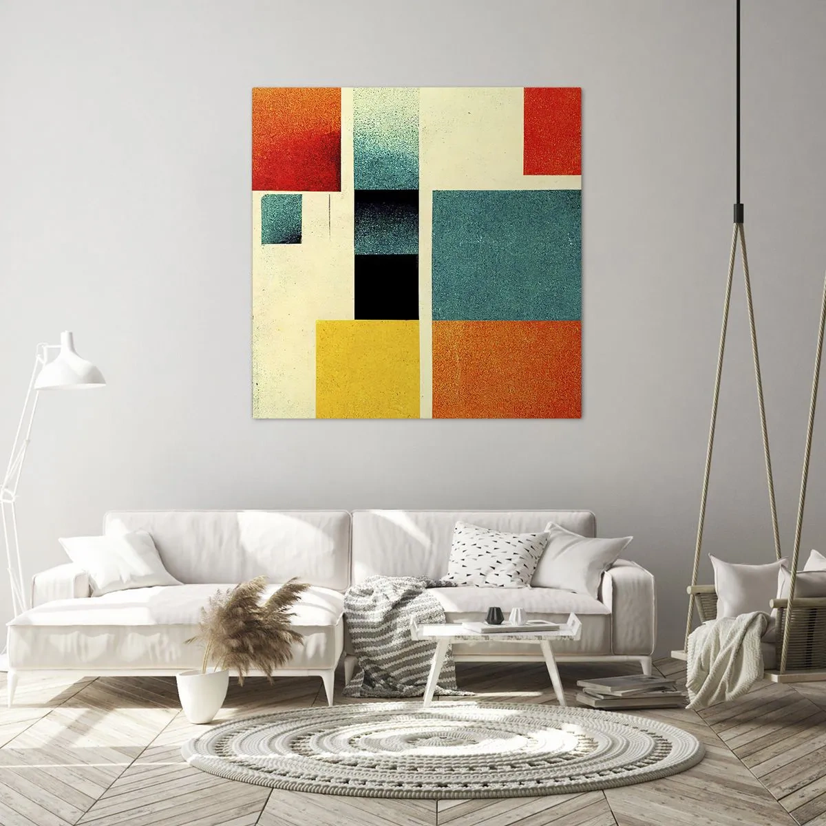 Schilderen op canvas - Geometrische abstractie – goede energie - 60x60 cm