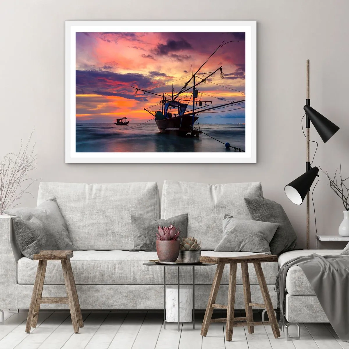 Poster in een witte lijst - Exotische avond - 100x70 cm