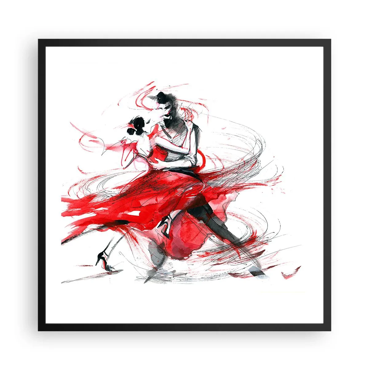Poster in een zwarte lijst - Tango - het ritme van passie - 60x60 cm