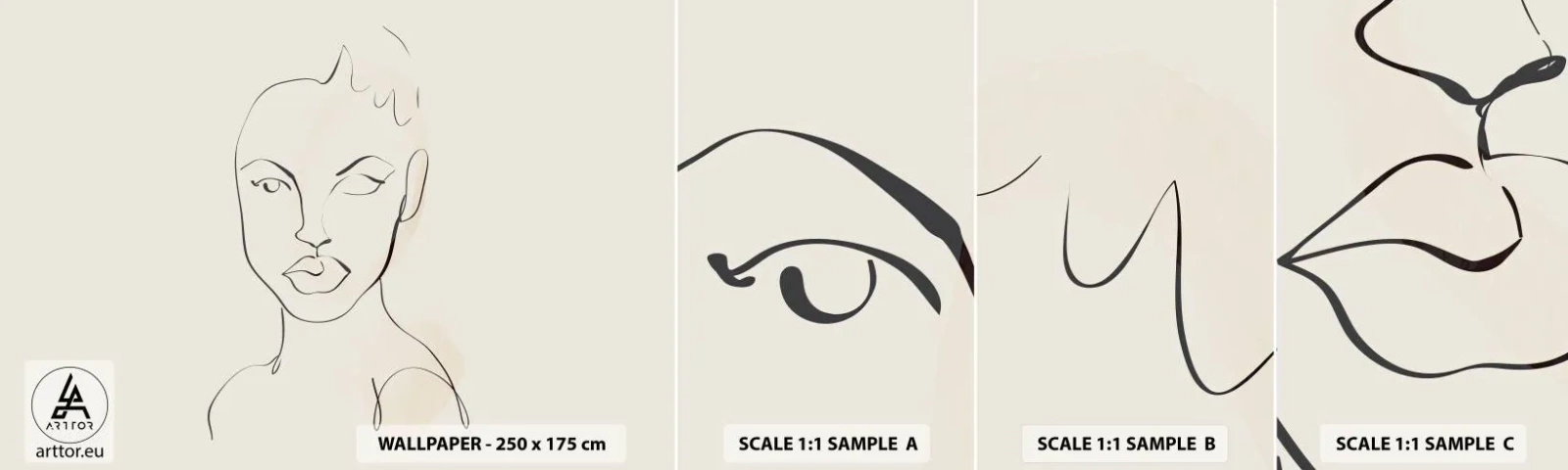 Fotobehang Monster Zelfklevend Deluxe Sticker - Een overzicht van sensualiteit - Vrouw, Grafisch, Deel - 100x30 cm