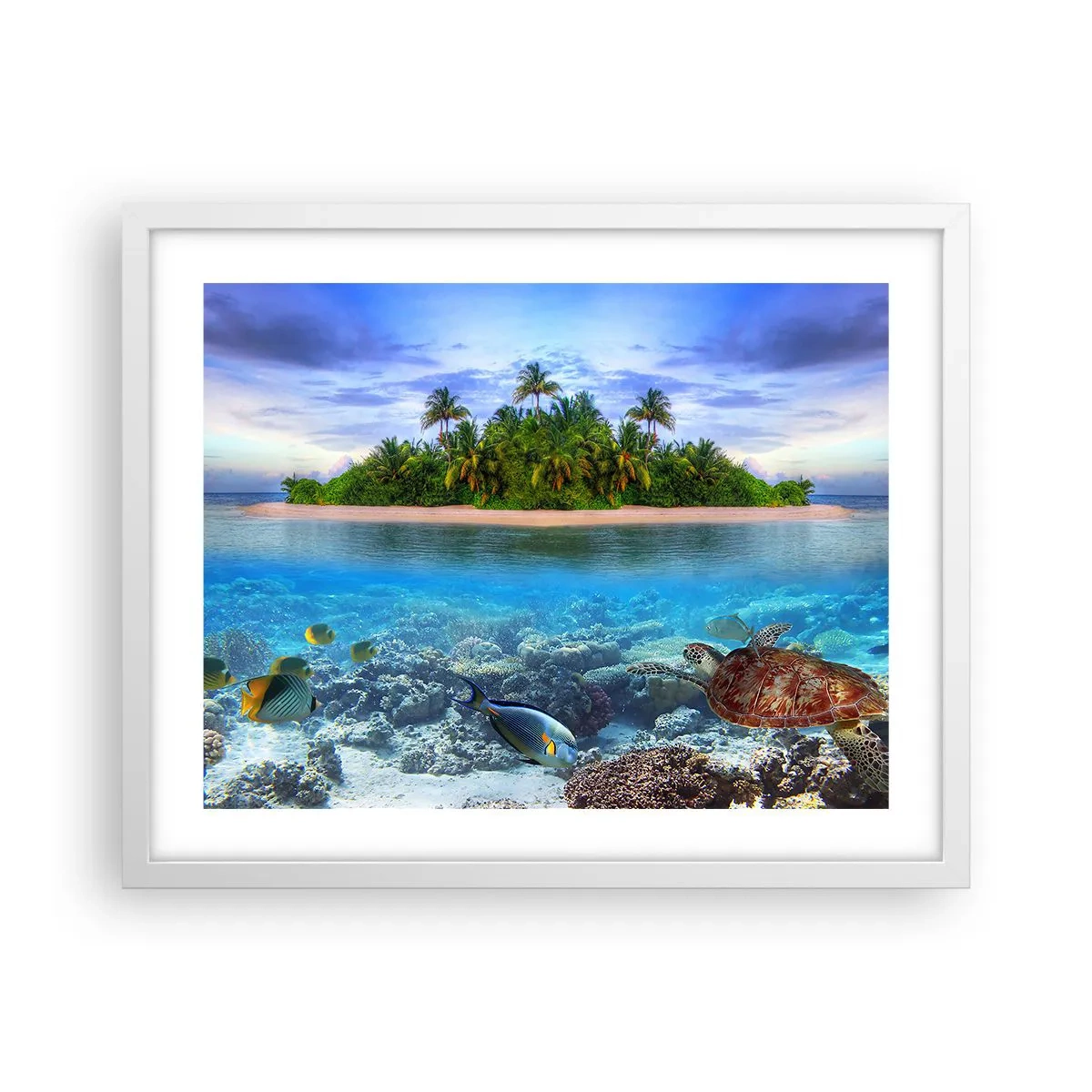 Poster in een witte lijst - Hemels eiland nodigt je uit - 50x40 cm