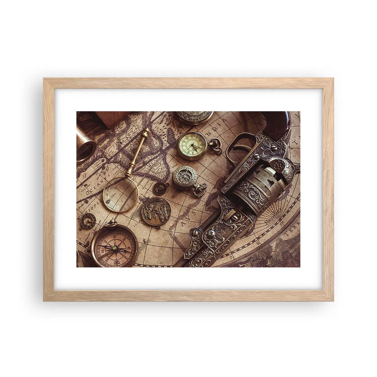 Een poster in een licht eiken lijst - Avontuur roept - 40x30 cm