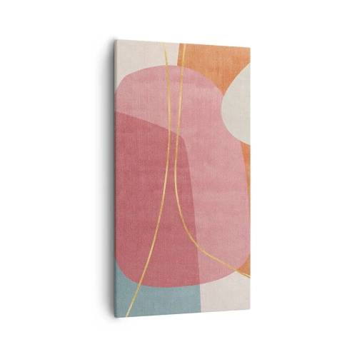 Schilderen op canvas - Pastelkleurcompositie met gouddraad - 55x100 cm