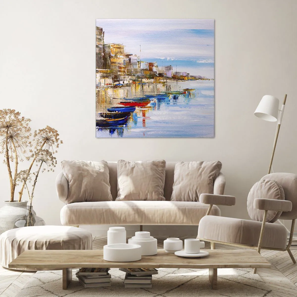 Schilderen op canvas - Een veelkleurig stedelijk toevluchtsoord - 60x60 cm