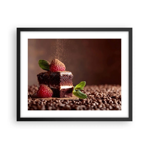 Poster in een zwarte lijst - Het leven is zoet - 50x40 cm